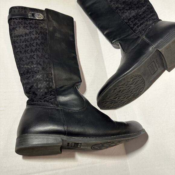 Michael Kors Logo Size 5 Black Zeppelin Riding Boot Fall Winter Closet Staple - Picture 4 of 11